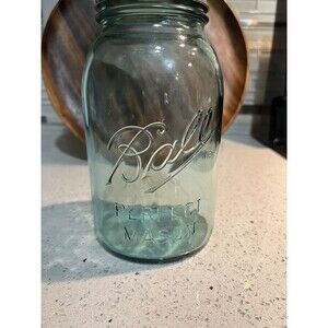 Vintage Ball Perfect Mason Blue Quart # 1 Jar Aqua With Zinc Lid